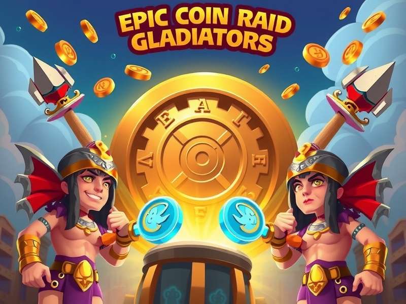 Epic Coin Raid Gladiators Game Scene showing a gladiator in arena with coins flying